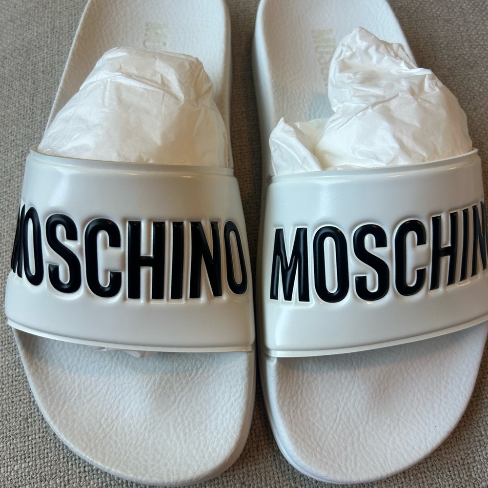Moschino White Kids Slippers